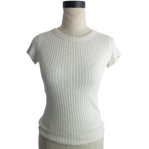 Everlane Cozy Rib Tee XXS Off White Ivory Ribbed Short Sleeve Shirt Top